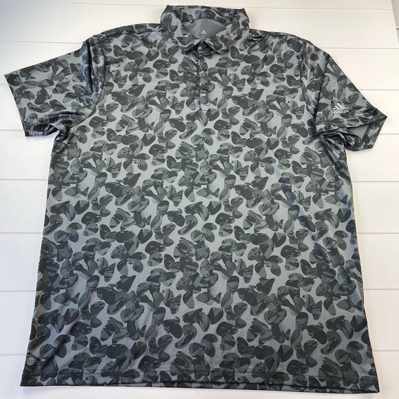 Adidas Gray Black AOP Golf Polo Shirt men's size XL - Picture 1 of 6
